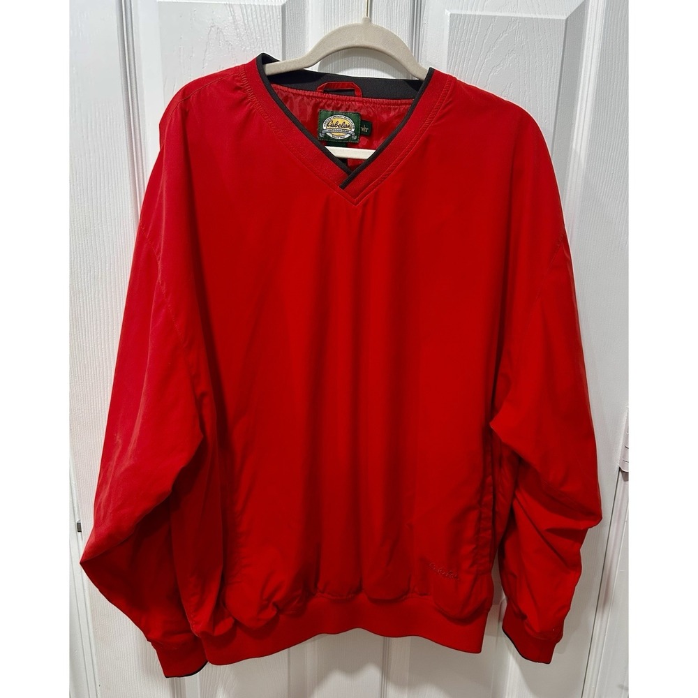 Cabela's Windcrest Men's XL Red Windbreaker Pullover‎ with Pockets